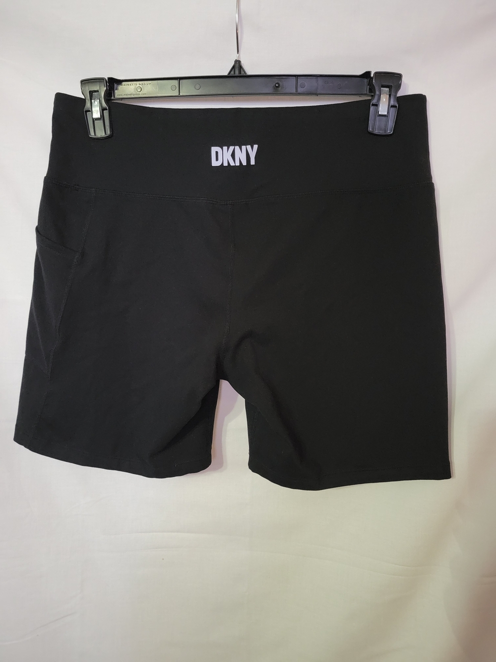 DKNY Black High-Rise Bike Shorts with Side Pocket - Picture 2 of 4